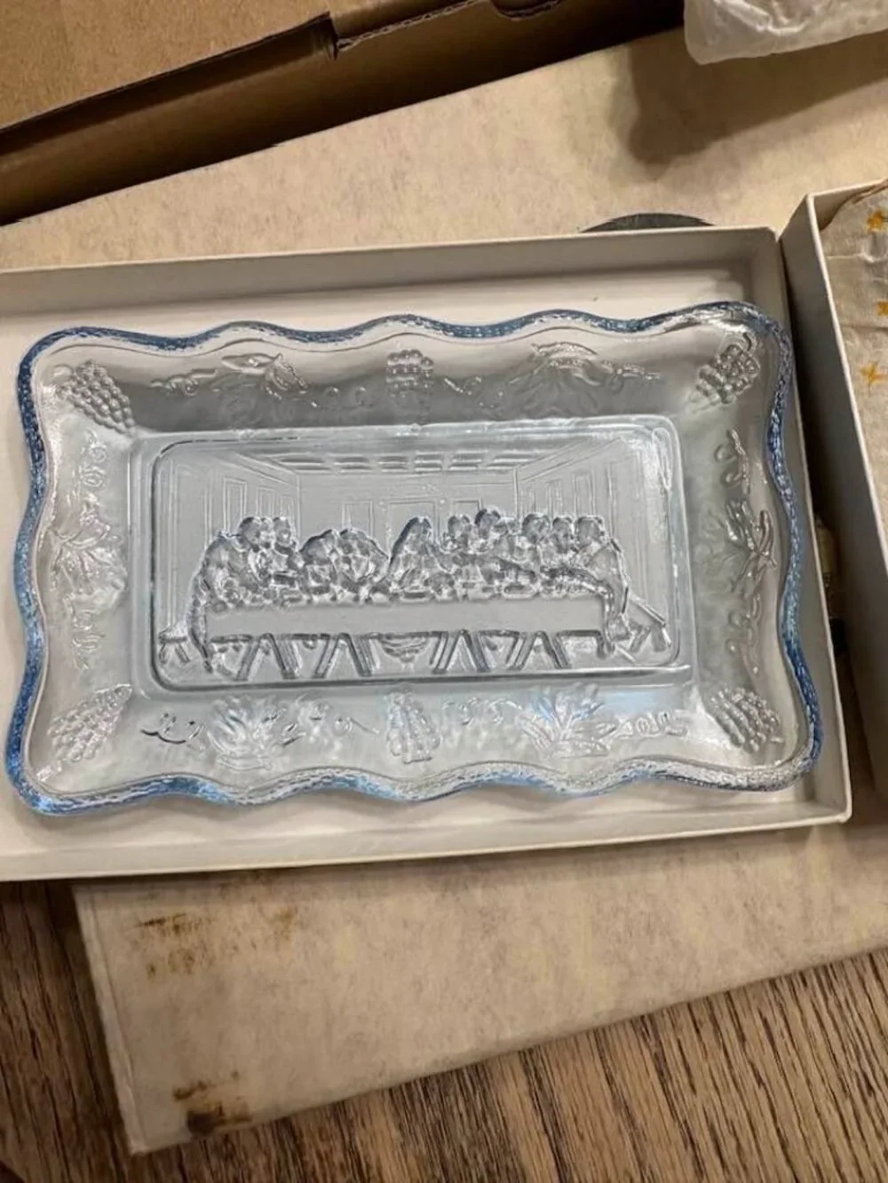 Tiara The Lord's Last Supper Bread Tray and Butter Dish and Communion/Wine Glass